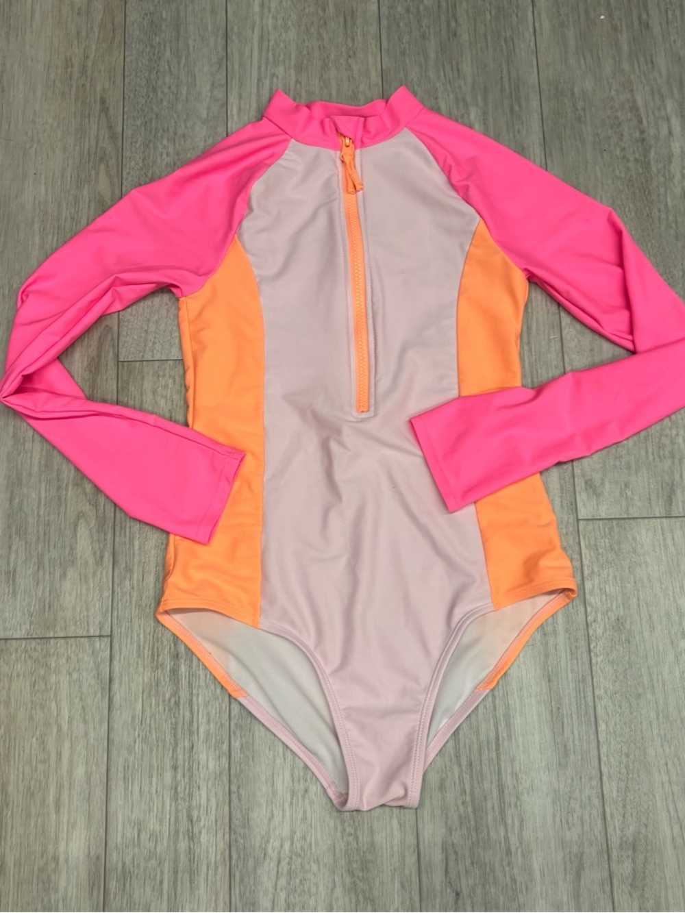 The Children's Place Pink and Orange Long Sleeve One-Piece Rash Guard
